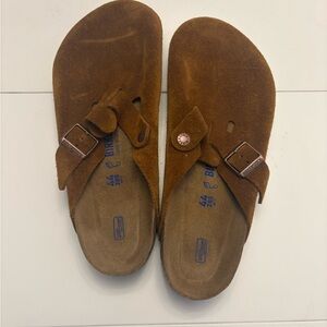 Birkenstock Kids Tan Suede Slippers